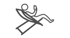 Sketch of person lounging in chair with mobile device