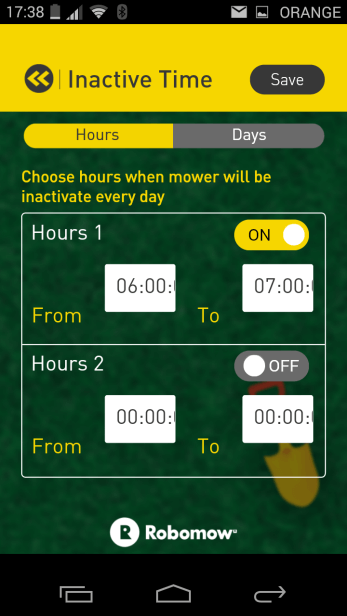 Menu Option - Inactive Time Hours